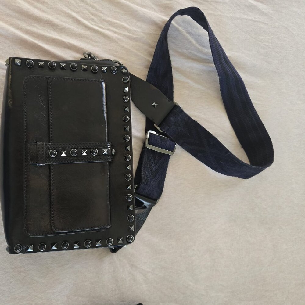 Valentino Garavani Black Rockstud Rolling Bag with Guitar Strap - Picture 6 of 7